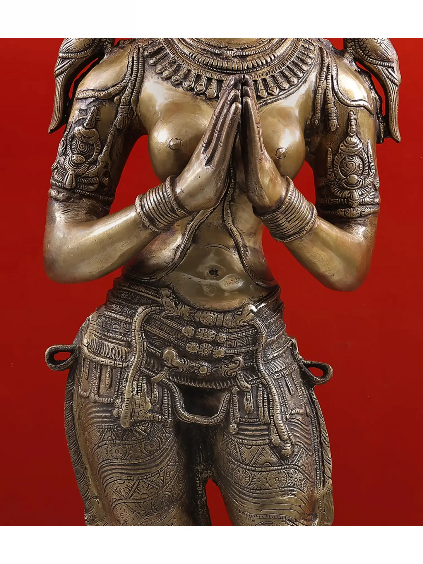 Brassaura® Brass Namaste Lady Statue | Height 44.5 Inches & Weight 27.60 kg