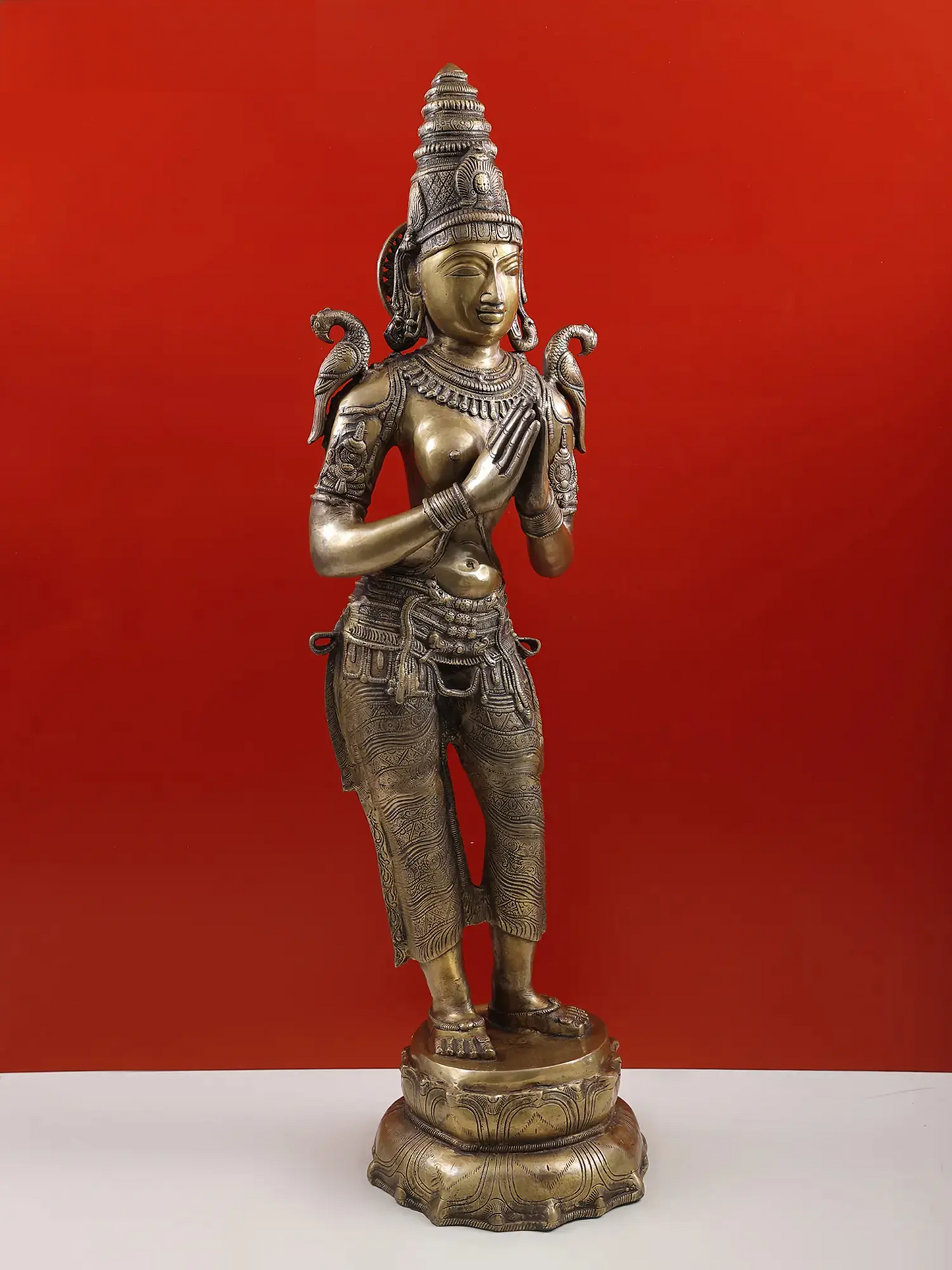 Brassaura® Brass Namaste Lady Statue | Height 44.5 Inches & Weight 27.60 kg