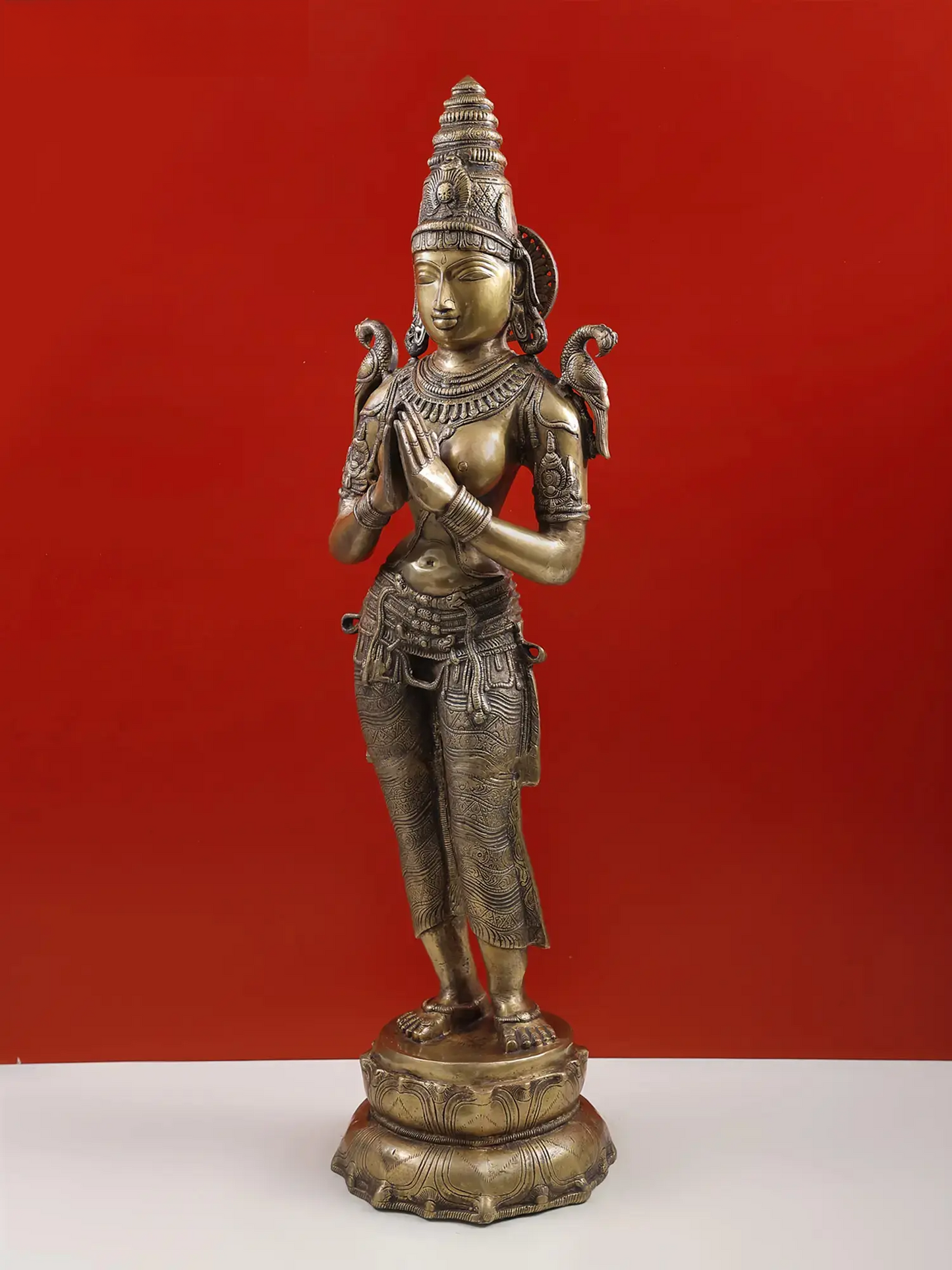 Brassaura® Brass Namaste Lady Statue | Height 44.5 Inches & Weight 27.60 kg