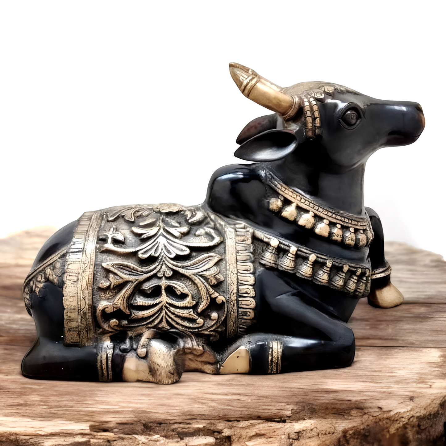 Brassaura™ Large Brass Superfine Nandi Sculpture – Vintage Black Tone | Height 14" & Weight 15 Kgs