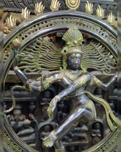 Brassaura™ Large Handcrafted Superfine Brass Nataraja Statue | Height 42 Inches & Weight 38 Kgs