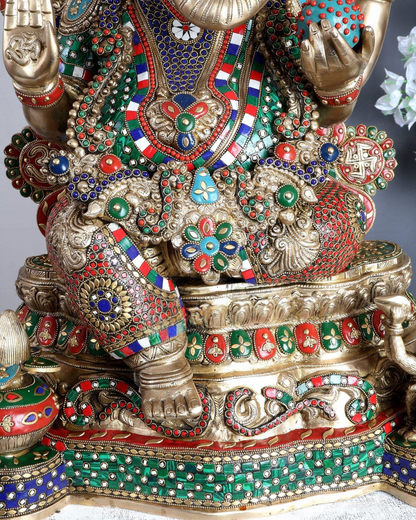 ब्रासोरा® वृंदावन वेणुगोपाल कृष्ण पीतल की प्रतिमा मोर के साथ | एंटीक नीला और सुनहरा रंग | ऊँचाई 20 इंच
