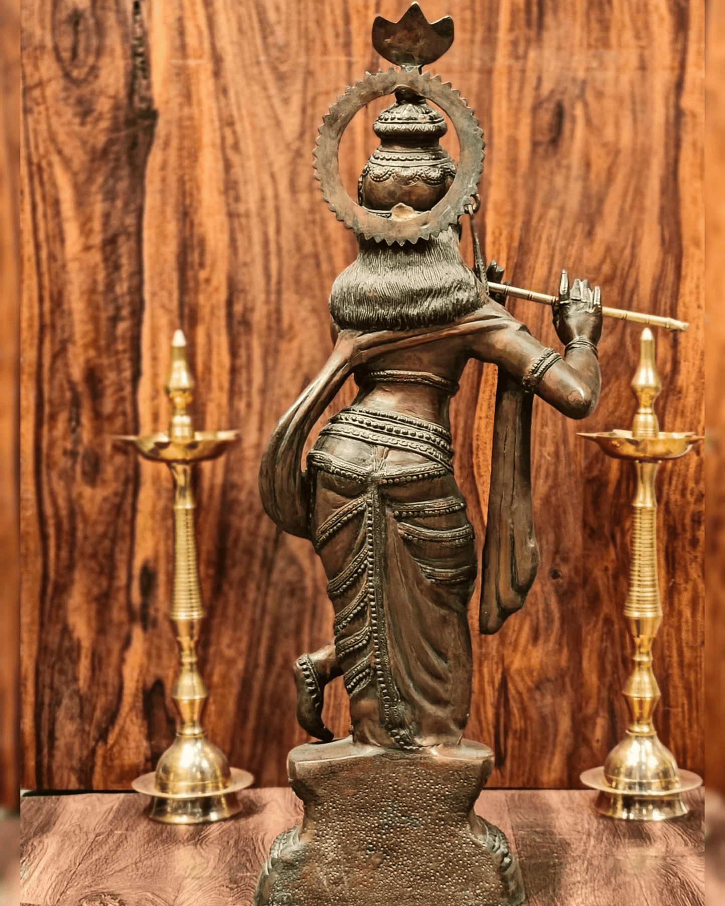 Brassaura™ Large Lord Krishna Brass Statue | Antique Bronze Finish | Height 36 Inches & Weight 22 Kgs