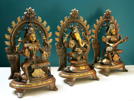 Brassaura™ Divine Trio Set in Brass | Height 11.42 Inches & Weight 10.42 kgs