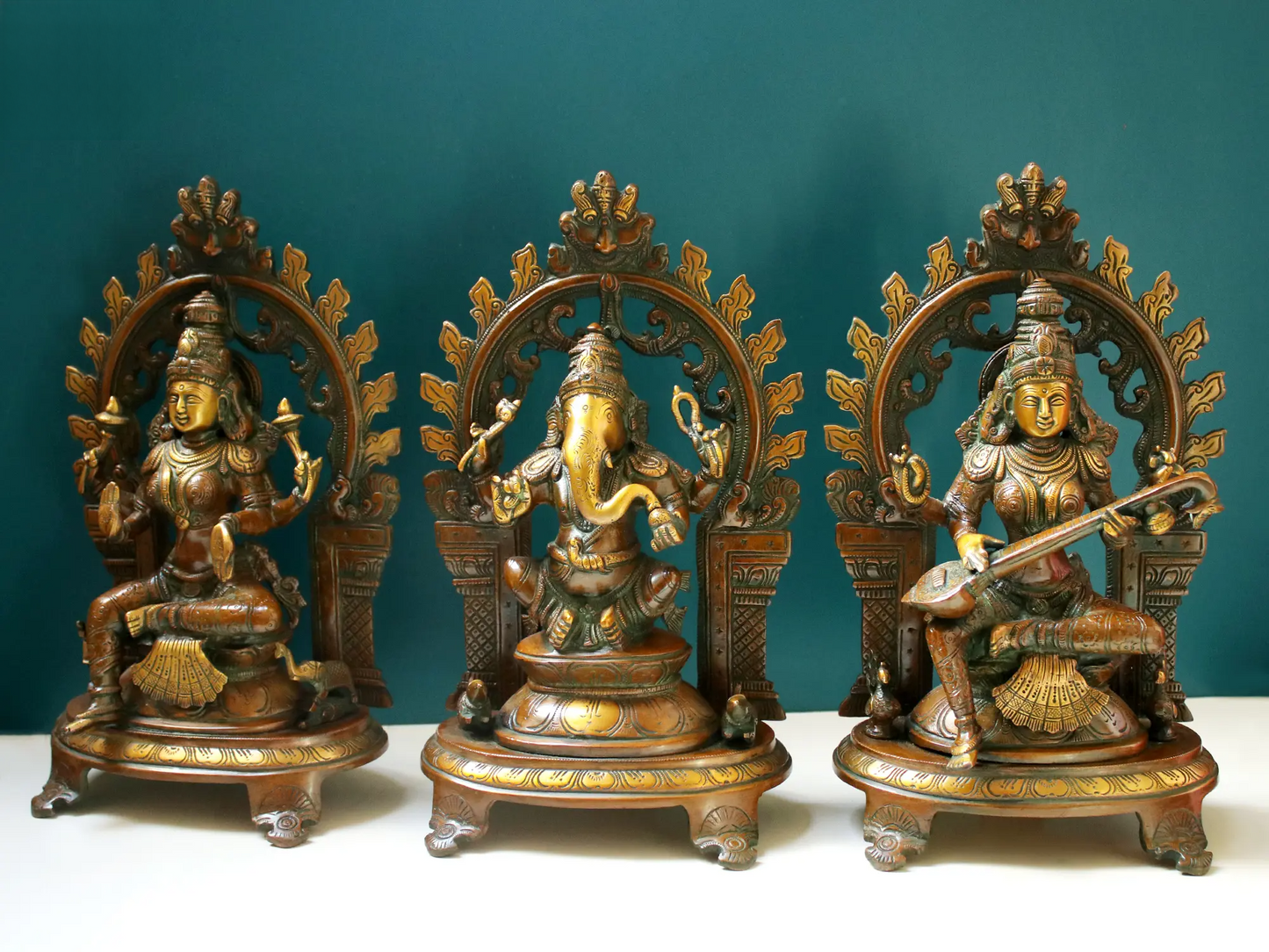 Brassaura™ Divine Trio Set in Brass | Height 11.42 Inches & Weight 10.42 kgs