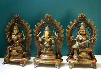 Brassaura™ Divine Trio Set in Brass | Height 11.42 Inches & Weight 10.42 kgs