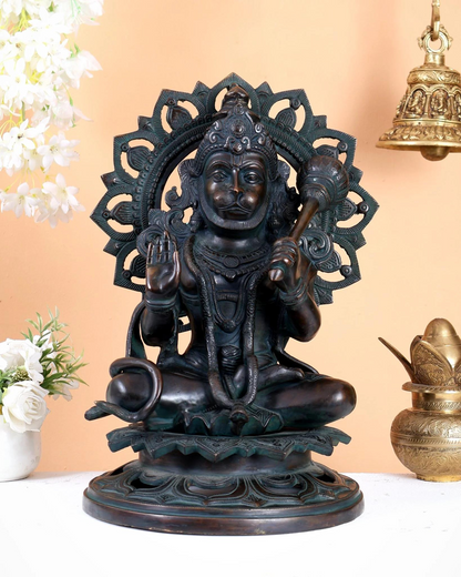 ब्रासोरा® वृंदावन वेणुगोपाल कृष्ण पीतल की प्रतिमा मोर के साथ | एंटीक नीला और सुनहरा रंग | ऊँचाई 20 इंच