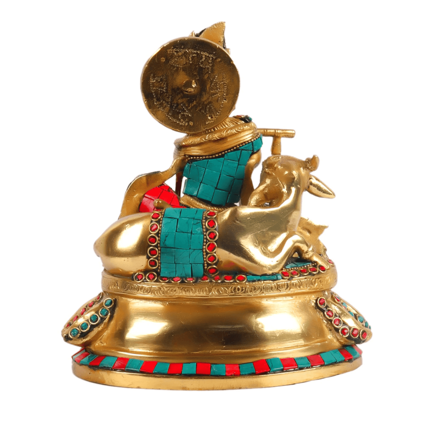 Brassaura™ Lord Krishna with Calf | Pure Brass Idol | Height 8.75 Inches & Weight 4 Kgs