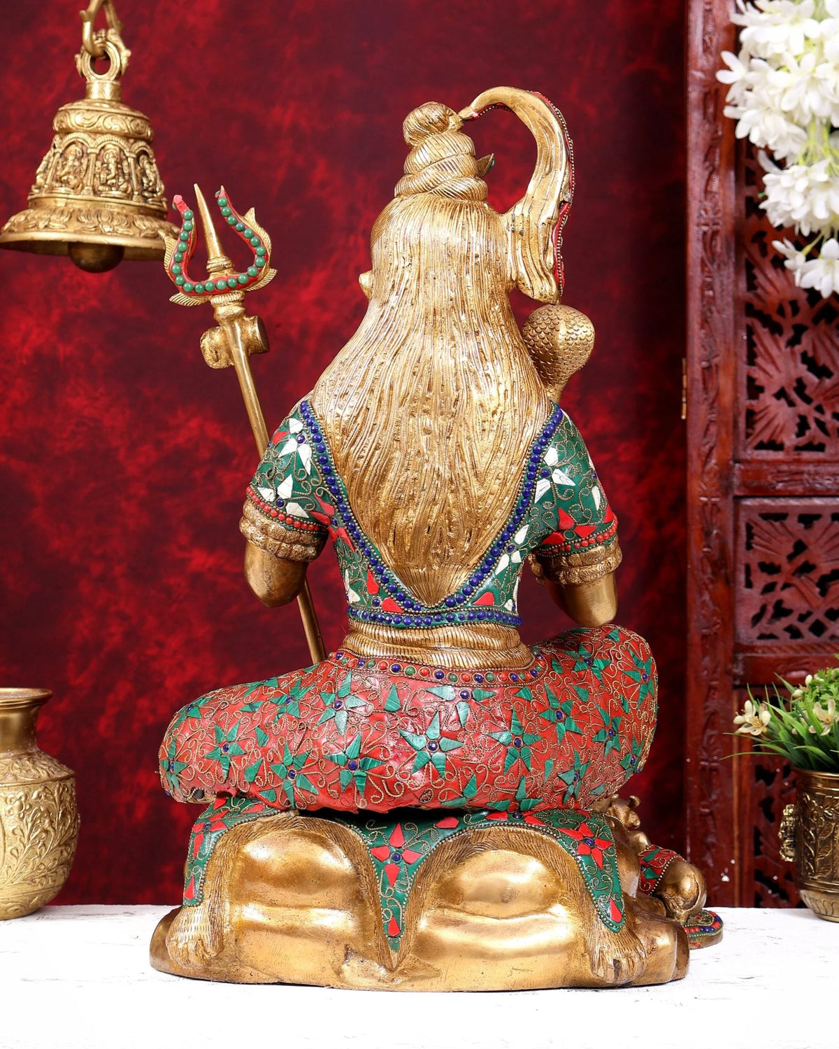 Brassaura® Lord Shiva Seated Idol  | Pure Superfine Brass Handcrafted Murti | Brass Statue for Home Temple, Pooja Room | Height 18 Inches | Weight 18 Kgs