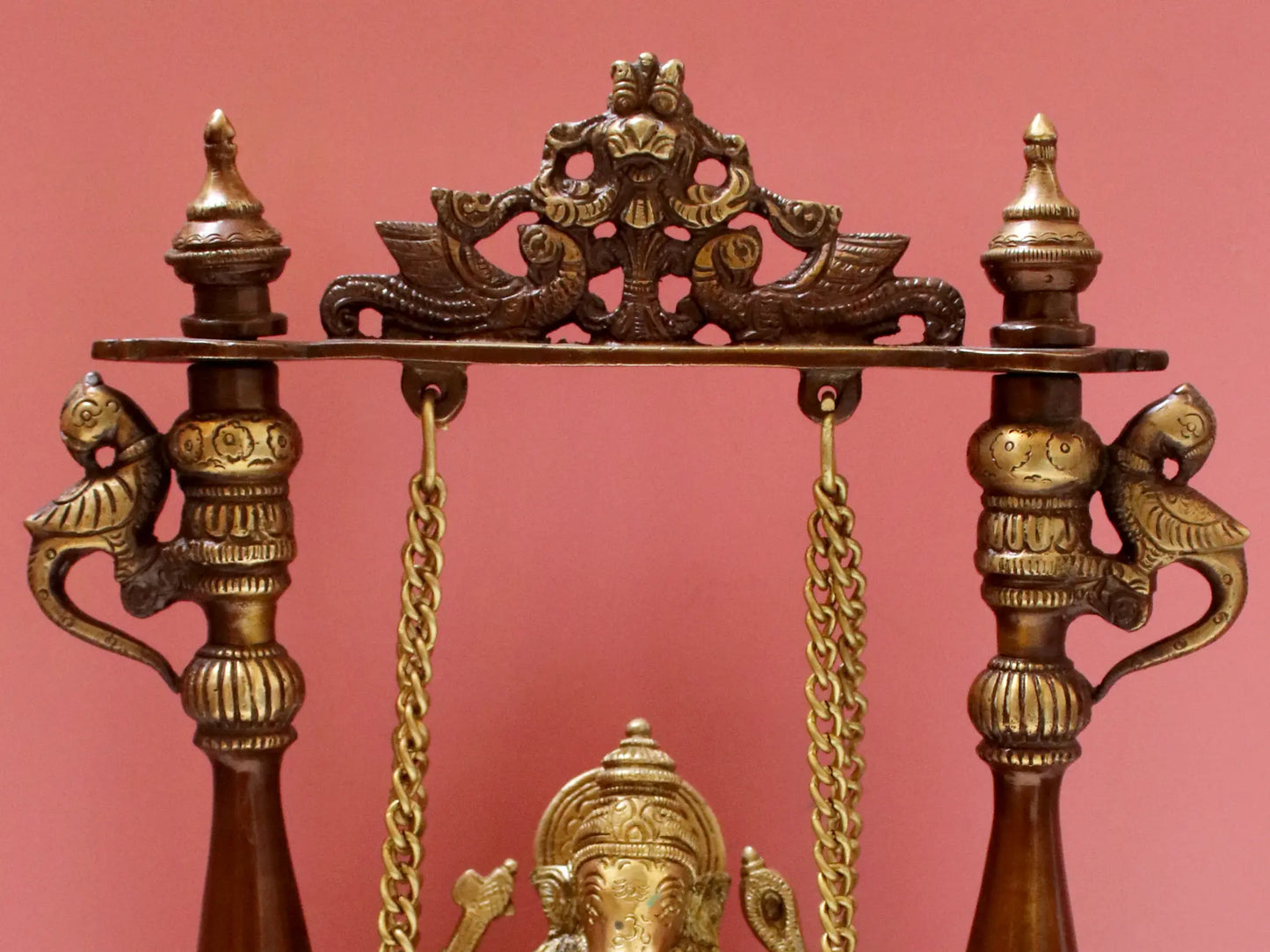 Brassaura® Brass Swing Ganesha | Brown Gold Finish | Height 13 Inches & Weight 3.30 kgs