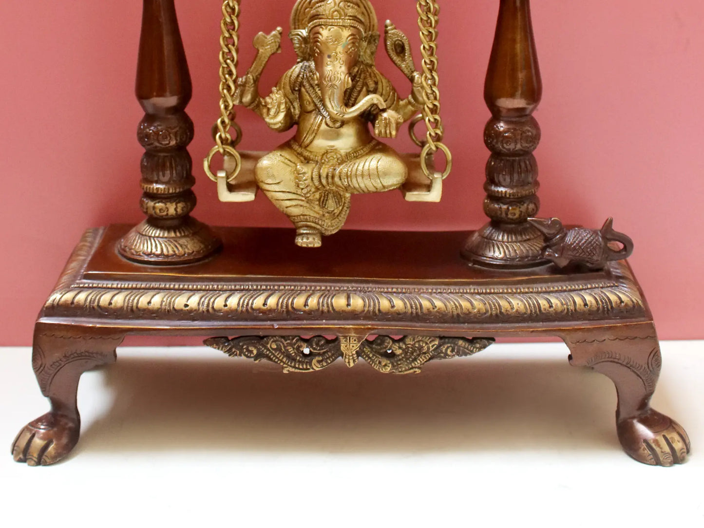 Brassaura® Brass Swing Ganesha | Brown Gold Finish | Height 13 Inches & Weight 3.30 kgs