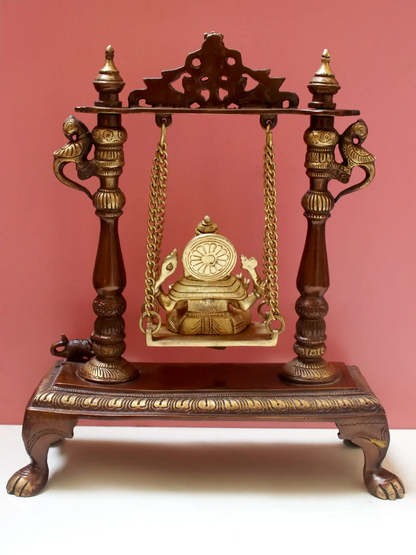 Brassaura® Brass Swing Ganesha | Brown Gold Finish | Height 13 Inches & Weight 3.30 kgs