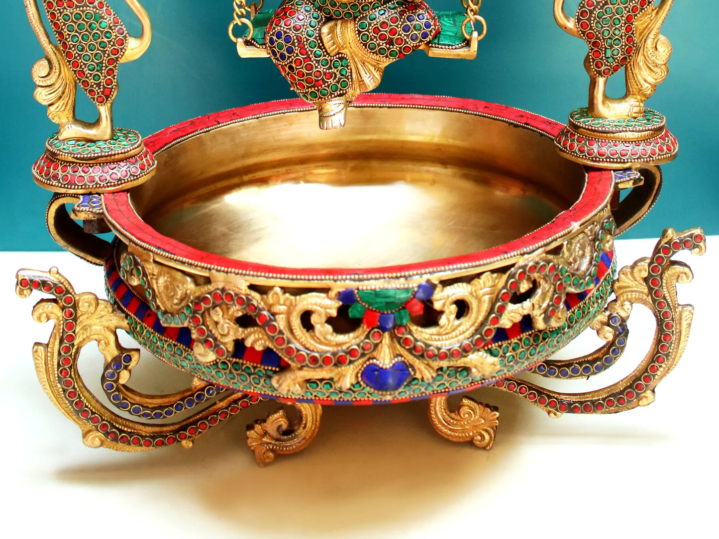 Brassaura™ Lord Ganesha Jhula Urli with Inlay Work | Height 20.08 Inches & Weight 11.98 kgs