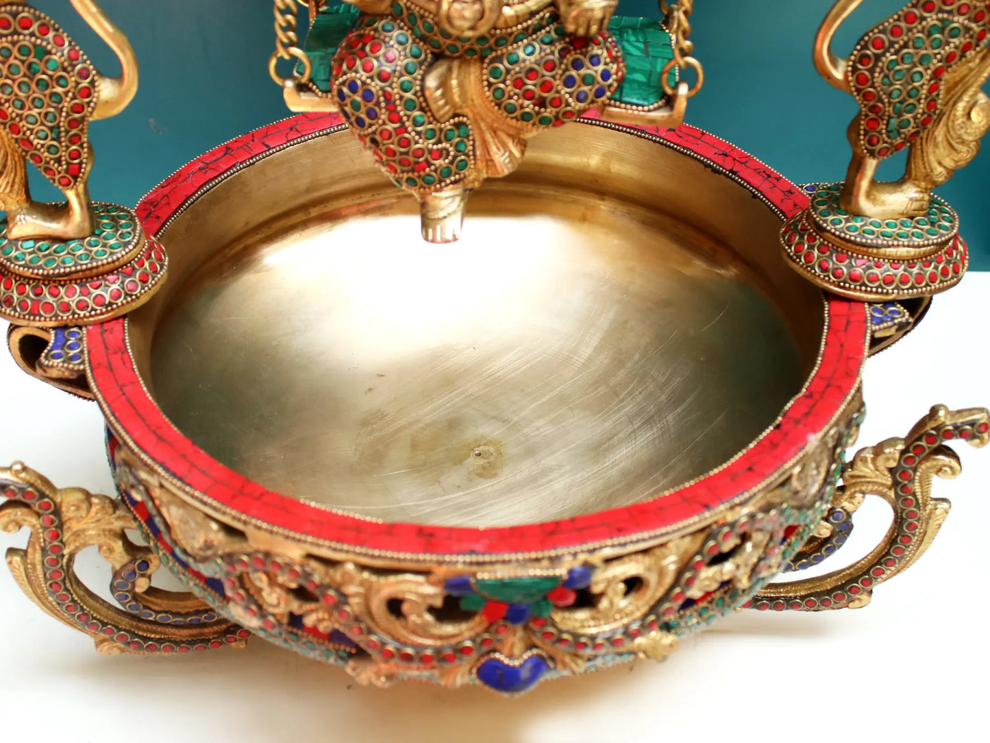 Brassaura™ Lord Ganesha Jhula Urli with Inlay Work | Height 20.08 Inches & Weight 11.98 kgs