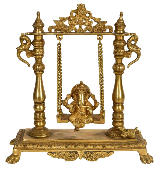 Brassaura™ Lord Ganesha Jhula Statue | Height 12.99 Inches & Weight 3.30 kgs