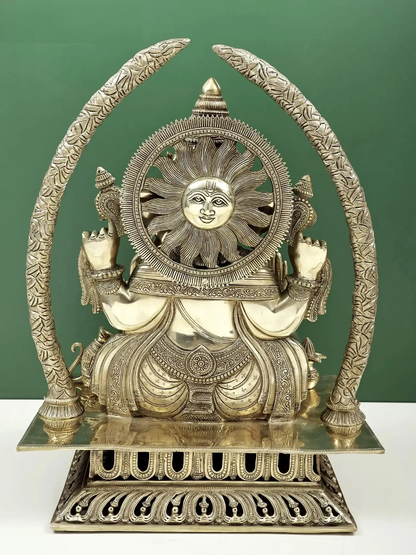ब्रासौराव मैजेस्टिक भगवान गणेश आभूषणयुक्त प्रभावाली के साथ | शुद्ध पीतल | ऊंचाई 22 इंच और वजन 28.48 किलोग्राम