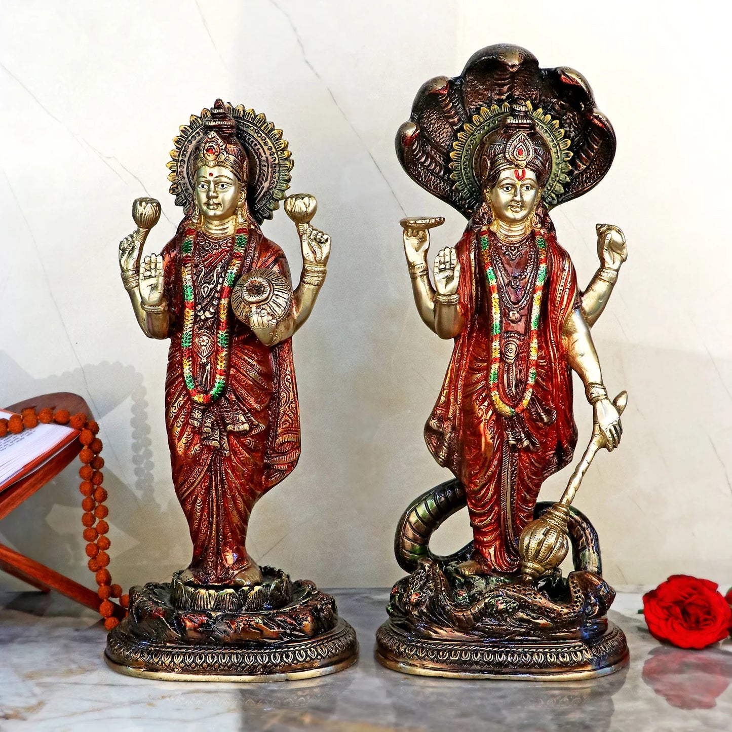 Brassaura® Brass Laxmi Narayan Idol | Height 15.5 Inches