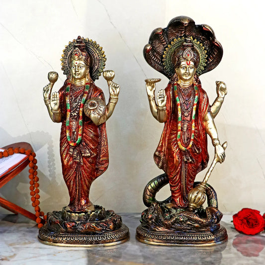 Brassaura® Brass Laxmi Narayan Idol | Height 15.5 Inches