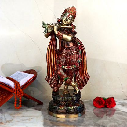 Brassaura® Brass Krishna Idol | Height 18.25 Inches