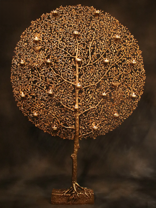 Brassaura® Brass Tree of Life Kalpvriksha Stonework Statue | Height 72.05 Inches & Weight 70.20 kg