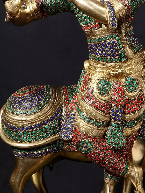 Brassaura® Brass Krishna Nandi Statue | Height 25 Inches & Weight 24.90 kg