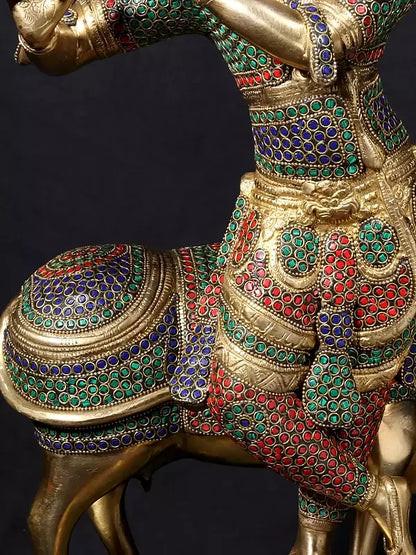 Brassaura® Brass Krishna Nandi Statue | Height 25 Inches & Weight 24.90 kg