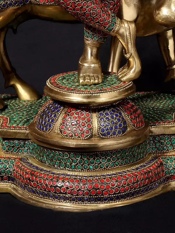 Brassaura® Brass Krishna Nandi Statue | Height 25 Inches & Weight 24.90 kg