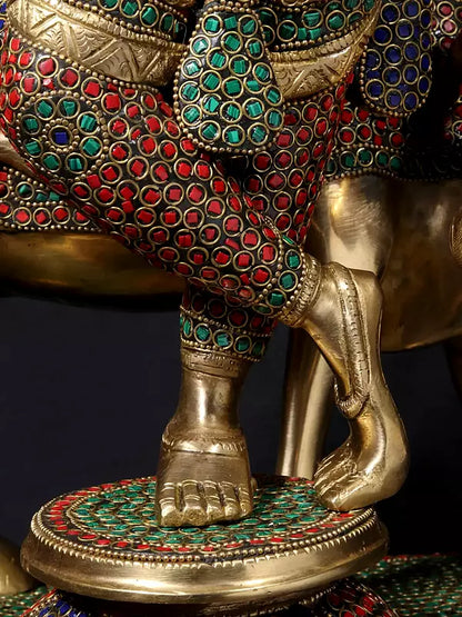 Brassaura® Brass Krishna Nandi Statue | Height 25 Inches & Weight 24.90 kg