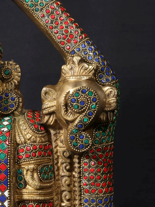 Estátua de Latão Lord Balaji Brassaura® com Belo Trabalho em Pedra | Altura 58,42 cm e Peso 17,36 kg