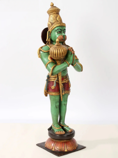 Brassaura® Standing Hanuman in Namaskar Mudra | Brass Statue | Height 21.1 Inches & Weight 8.73 kgs