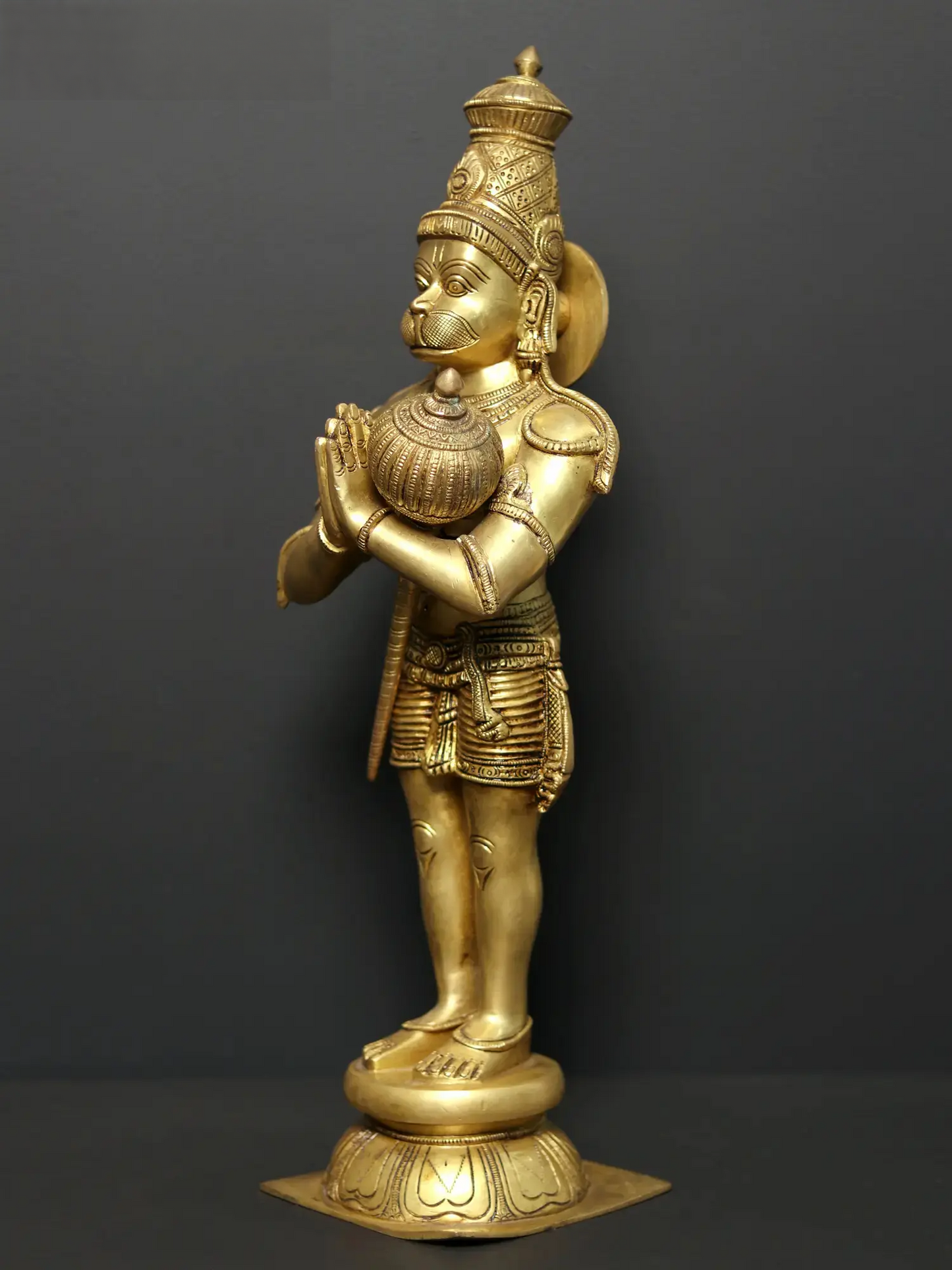 Brassaura® Standing Hanuman in Namaskar Mudra | Brass Statue | Height 21.1 Inches & Weight 8.73 kgs