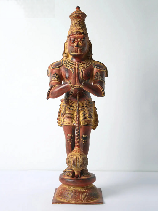 ब्रस्सौरा® नमस्कार मुद्रा में खड़े हनुमान | पीतल की मूर्ति | ऊँचाई 21.1 इंच और वज़न 8.73 किलोग्राम
