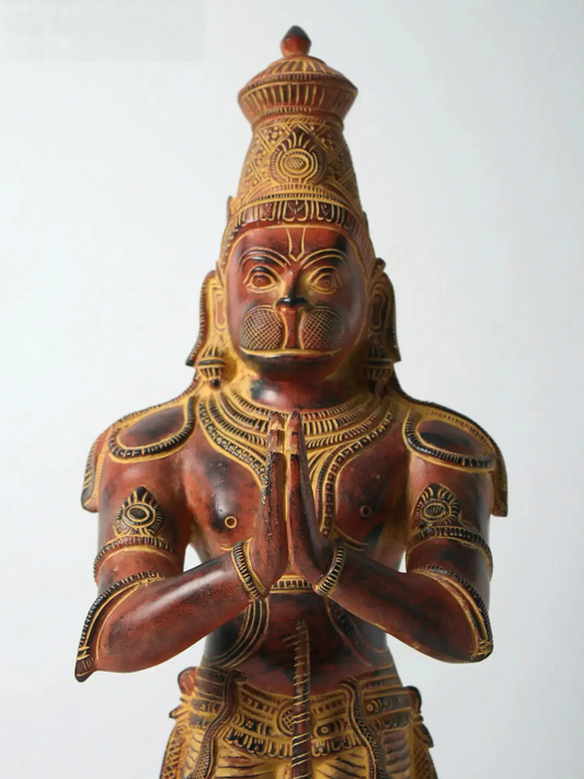 ब्रस्सौरा® नमस्कार मुद्रा में खड़े हनुमान | पीतल की मूर्ति | ऊँचाई 21.1 इंच और वज़न 8.73 किलोग्राम