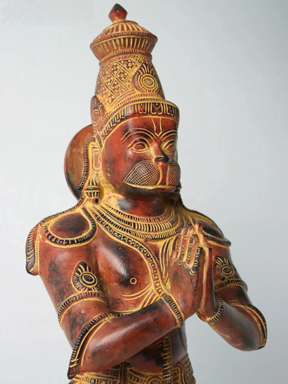 Brassaura® Standing Hanuman in Namaskar Mudra | Brass Statue | Height 21.1 Inches & Weight 8.73 kgs