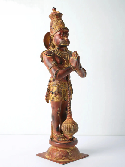 Brassaura® Standing Hanuman in Namaskar Mudra | Brass Statue | Height 21.1 Inches & Weight 8.73 kgs