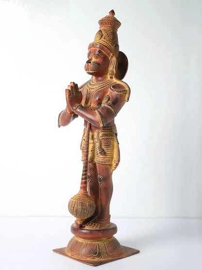 Brassaura® Standing Hanuman in Namaskar Mudra | Brass Statue | Height 21.1 Inches & Weight 8.73 kgs