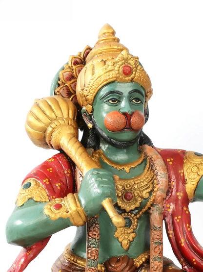 ब्रासौड़ा® वीर हनुमान संजीवनी पर्वत ले जाते हुए | पीतल की प्रतिमा | ऊंचाई 26 इंच और वज़न 26 किलोग्राम