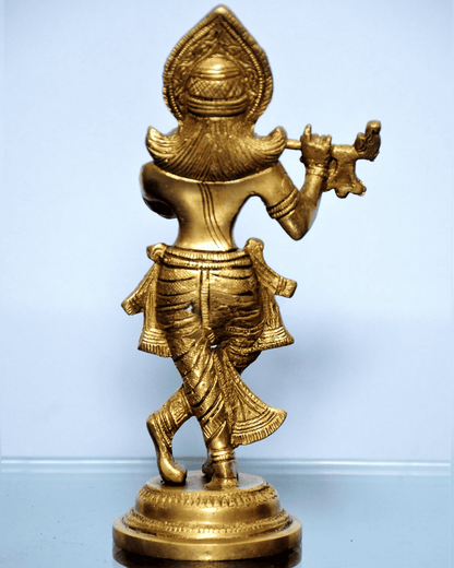 Brassaura™ Murlidhar Krishna Brass Idol | Fine Detailing & Antique Finish | Height 9 Inches & Weight 1.5 Kgs