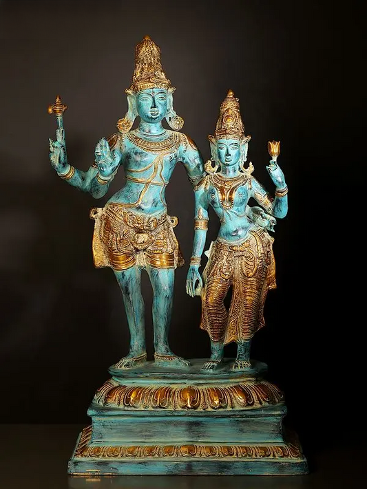 Brassaura® Brass Shiv Parvati Statue | Height 35 Inches & Weight 35.17 kg