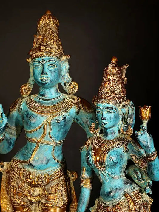 Brassaura® Brass Shiv Parvati Statue | Height 35 Inches & Weight 35.17 kg