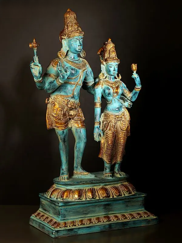 Brassaura® Brass Shiv Parvati Statue | Height 35 Inches & Weight 35.17 kg