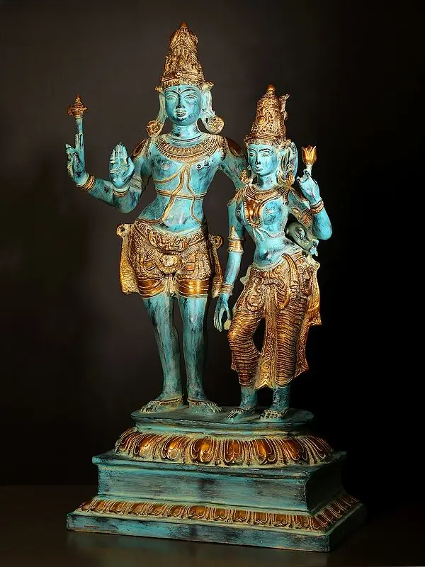 Brassaura® Brass Shiv Parvati Statue | Height 35 Inches & Weight 35.17 kg
