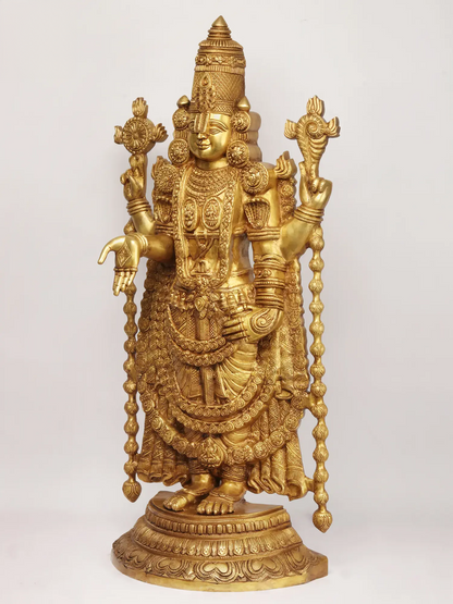Brassaura® Lord Balaji Brass Statue | Height 38 Inches & Weight 32.75 kgs