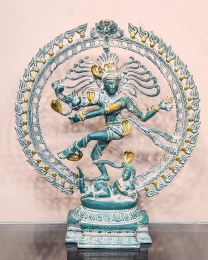 Brassaura™ Fine Brass Lord Shiva Nataraja Statue | Handcrafted Cosmic Dance Idol | Weight 10 Kgs | Height 20 Inches