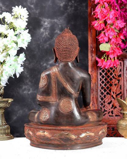 ब्रासोरा® वृंदावन वेणुगोपाल कृष्ण पीतल की प्रतिमा मोर के साथ | एंटीक नीला और सुनहरा रंग | ऊँचाई 20 इंच