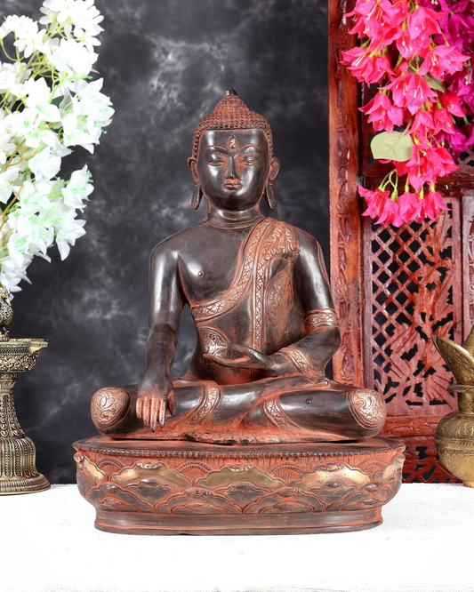 ब्रासोरा® वृंदावन वेणुगोपाल कृष्ण पीतल की प्रतिमा मोर के साथ | एंटीक नीला और सुनहरा रंग | ऊँचाई 20 इंच