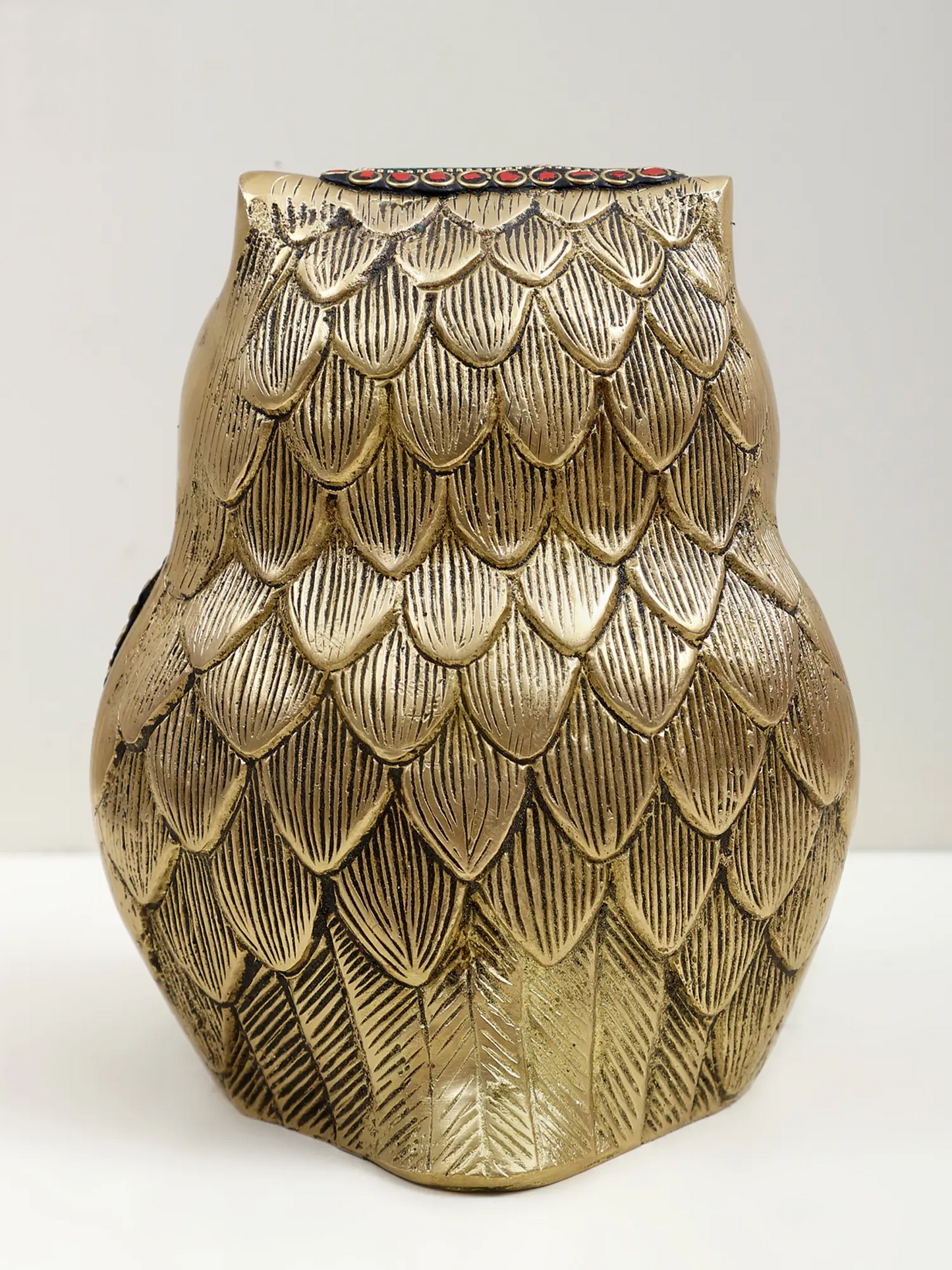 Brassaura® Decorative Brass Owl with Inlay Work | Pure Brass | Height 7 Inches & Weight 3.30 kgs