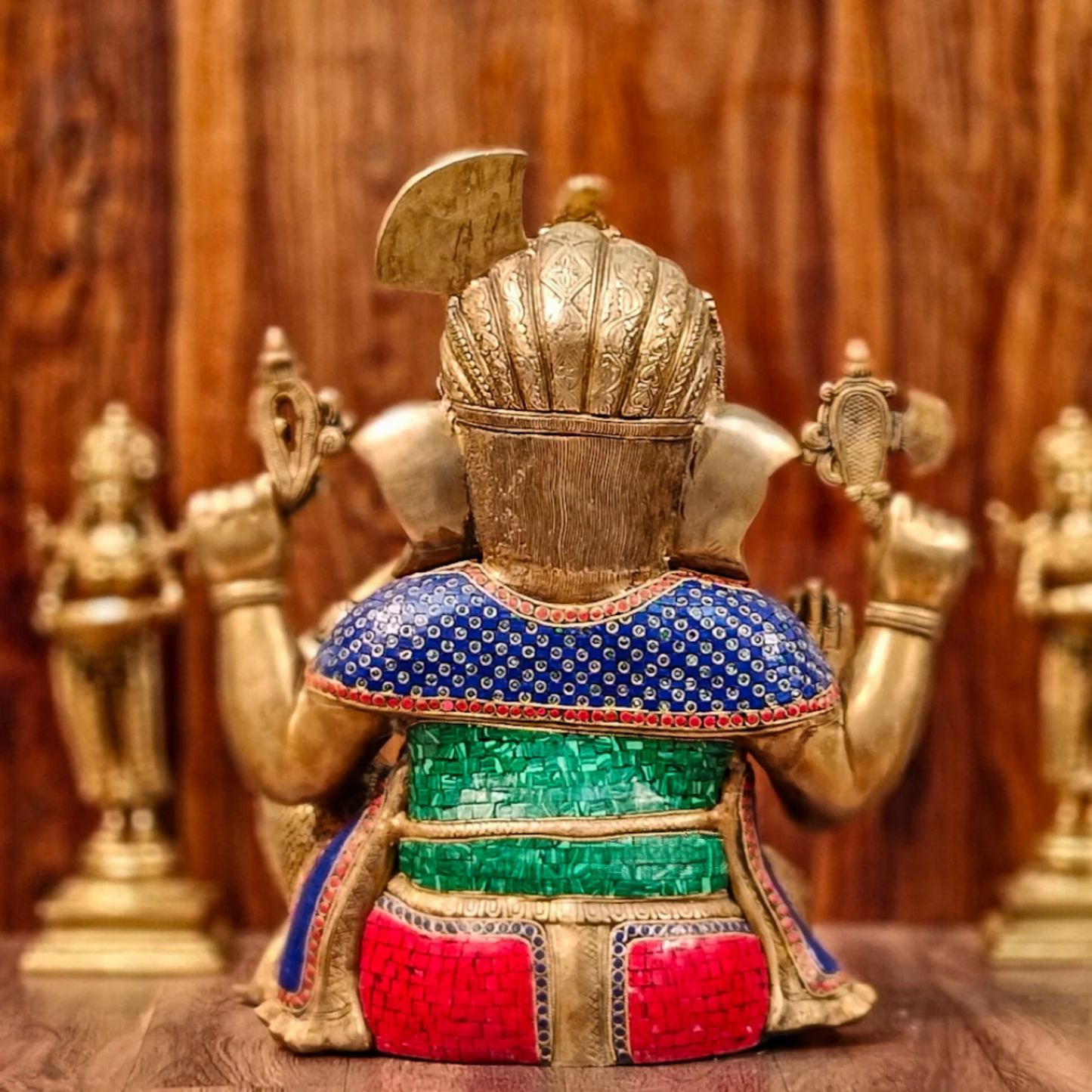 Brassaura™ Brass Lord Ganesha Idol with Turban | Handcrafted with Stonework & Brass Accents | Height 21 Inches & Weight 29.5 Kgs