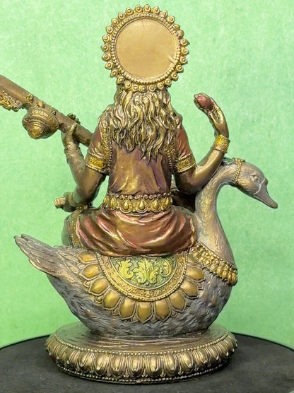 Brassaura™ Resin Saraswati Idol – Height 8 Inches & Weight 1 Kg | Elegant Home & Temple Décor