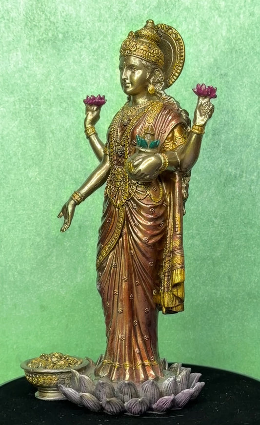 Brassaura™ Artistic Resin Laxmi Idol – Height 9.8 Inches & Weight 0.675 Kgs | Home & Puja Décor